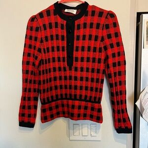 I.magnin st.john Buffalo plaid red sweater